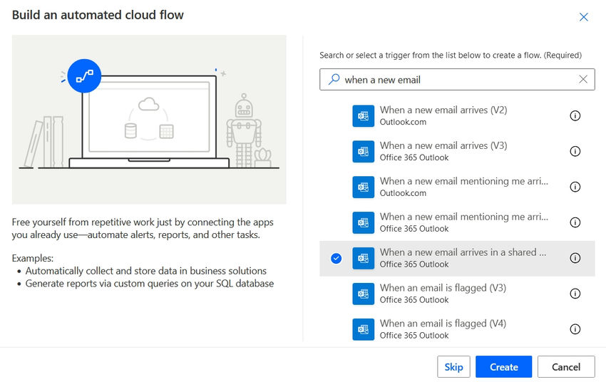 Build an automated cloud flow